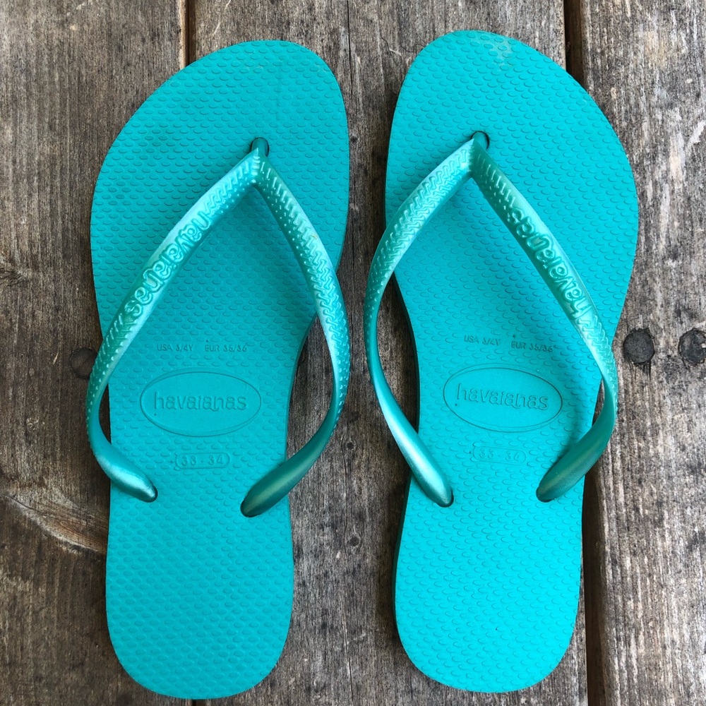 Havaianas Teal/Turquoise Rubber Flip Flops